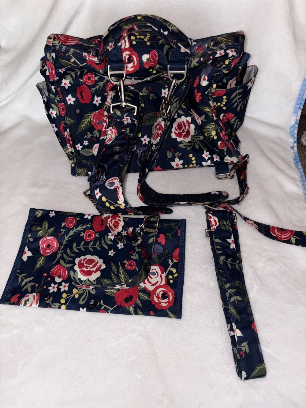 Ju-Ju-Be Classic Convertible Diaper Bag - Midnight Posy EUC - Picture 3 of 12